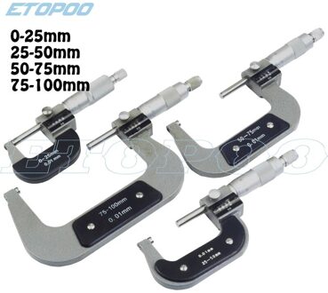 0-100Mm 0.01Mm Teller Buiten Diameter Micrometer Digitale Teller Micrometer Dikte Gauge Meten 75-100mm