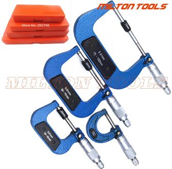 0-100mm Buiten Micrometers meetinstrumenten remklauw diktemeter 0-25mm, 25-50mm, 50-75mm, 75-100mm micrometer 4 stks/set