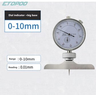 0-12.7Mm 25.4Mm Digitale Wijzerplaat Diepte Gage Met Harden Lichtmetalen Meetkop Dial Meters Diepte Indicator Meten instrument 10mm W base