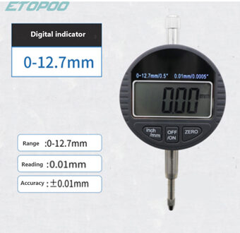 0-12.7Mm 25.4Mm Digitale Wijzerplaat Diepte Gage Met Harden Lichtmetalen Meetkop Dial Meters Diepte Indicator Meten instrument 12.7mm indicator