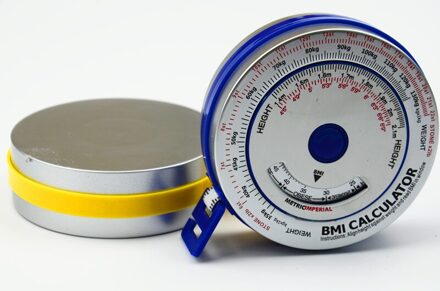 0-150Cm Aluminium Bmi Meetlint Bmi Body Tape Bmi Calculator Body Mass Tape blauw