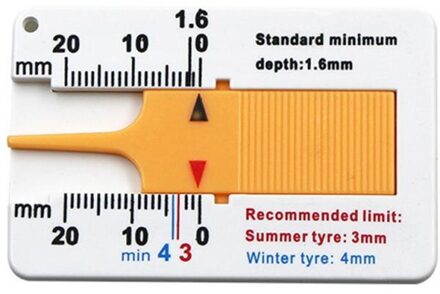 0 - 20 Mm Auto Tyre Dieptemeter Tool Wiel Meten Tyre Lezen Diepte Voor Auto Motorfiets Caravan Trailer Band diepte Gauge geel