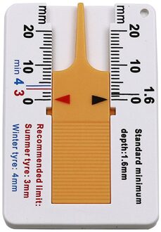 0 - 20 Mm Auto Tyre Tread Dieptemeter Remklauw Auto Motorfiets Caravan Trailer Wiel Meten Auto-Styling Reparatie tool geel