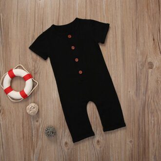 0-24M Newborn Kids Baby Boy Girl Romper Button Bodysuit Jumpsuit Infant Playsuit Outfits One-piece zwart / 18 to 24M