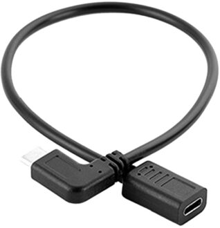0.3 Meter Omkeerbaar Type C Usb 3.1 90 Graden Man Naar USB-C Vrouwelijke Extension Data Kabel Extender Cord