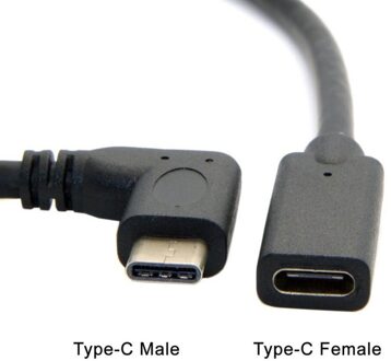 0.3 Meter Type-C Usb 3.1 Male Naar USB-C Vrouwelijke 90 Graden Extension Data Kabel Extender Cord Omkeerbaar