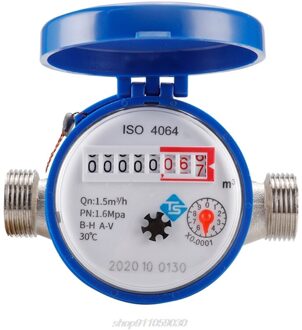 0-30 ℃ Koud Water Meter Mechanische Roterende Vleugel E-TYPE 1/2 " - 3/4" Qn 1.5m 3/H Precisie 0.0001m3 Koperen Connector A16 21