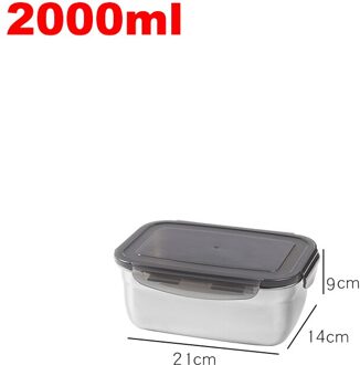 0.39- 3.7L Kids School Bento Box Rvs Afdichting Lekvrij Picknick Voedsel Container Metalen Draagbare Reizen Lunchbox Dining 2000ml- rechthoek