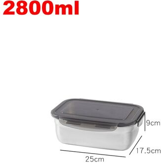 0.39- 3.7L Kids School Bento Box Rvs Afdichting Lekvrij Picknick Voedsel Container Metalen Draagbare Reizen Lunchbox Dining 2800ml- rechthoek