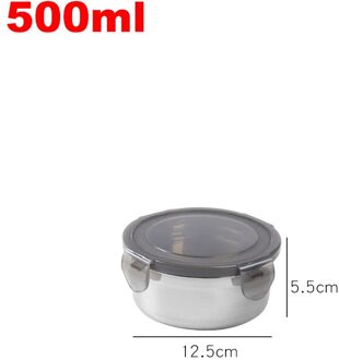0.39- 3.7L Kids School Bento Box Rvs Afdichting Lekvrij Picknick Voedsel Container Metalen Draagbare Reizen Lunchbox Dining 500ml- ronde