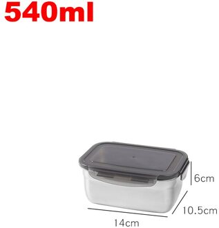 0.39- 3.7L Kids School Bento Box Rvs Afdichting Lekvrij Picknick Voedsel Container Metalen Draagbare Reizen Lunchbox Dining 540ml- rechthoek