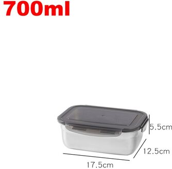 0.39- 3.7L Kids School Bento Box Rvs Afdichting Lekvrij Picknick Voedsel Container Metalen Draagbare Reizen Lunchbox Dining 700ml- rechthoek