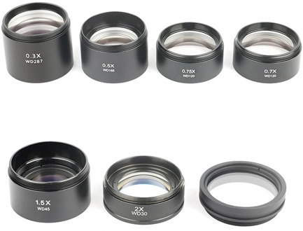 0.3X 0.5X 0.7X 0.75X 1X 1.5X 2.0X Auxiliary Objective Lens For Zoom Stereo Microscope Thread 48mm For Trinocular Microscopio