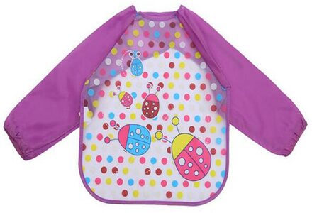 0-3Y Waterdichte Baberos Bavoir Slabbetjes Kinderen Schort Lange Mouw Voeden Kiel Slabbetjes Kinderen Eten Borstplaat Baby Burp Kleding paars