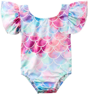 0-4 Years Girls Print Swimwear One-Piece Swimsuit Swimming Bathing Suit Baby Kid Children Beachwear