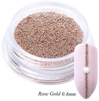 0.4Mm 3D Micro Staal Kralen Gemengde Kleur Vrouwelijke Nail Art Decoratie Mini Kleine Caviar Diy Charms Stud Manicure Accessoire nail Tool roos goud