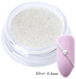 0.4Mm 3D Micro Staal Kralen Gemengde Kleur Vrouwelijke Nail Art Decoratie Mini Kleine Caviar Diy Charms Stud Manicure Accessoire nail Tool zilver