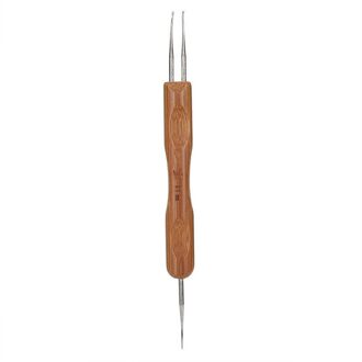 0.5 Mm Dreadlock Haak Haak Set Bamboe Handvat Diy Vlecht Haar Weven Pruik Maken Tool Pins Voor Haar Styling dubbele hoofd