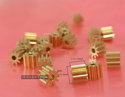 0.5M 10T Copper gear mini 1.5/2/2.3/3/3.175 mm HOLE DIY Toys model RC
