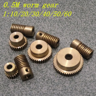0.5M Brass worm gear 1:20 1:30 1:40 1:50 1:60 Electric Motors brass Worm Gear with worm Rod Set
