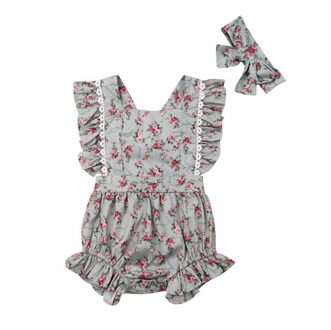 0-5Y Peuter Kids Baby Meisje Kleding Zus Bijpassende Bloemenprint Romper Jurk Zomer Outfit Set Romper 0-6M