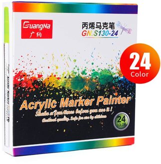 0.7Mm Acryl Verf Marker Pen Art Marker Pen Voor Keramische Rock Glas Porselein Mok Hout Stof Canvas Schilderen 24 kleuren reeks