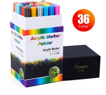 0.7Mm Acryl Verf Marker Pen Art Marker Pen Voor Keramische Rock Glas Porselein Mok Hout Stof Canvas Schilderen 36 kleuren reeks