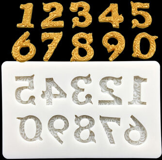 "0-9" Nummer Siliconen Sugarcraft Mold Cupcake Chocolade Bakvorm Fondant Taart Decoreren Gereedschappen leger groen
