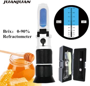 0-90% Brix Handheld Refractometer Met Doos Atc Suiker Optische Instrumenten Fruit Saus Meter 20% Off