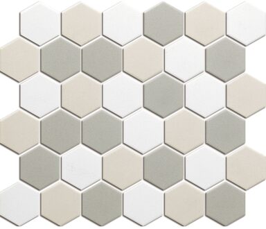 0,91m² -Mozaiek London Hexagon Wit mix 5,1x5,9