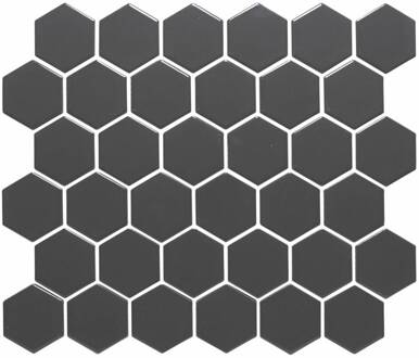 0,91m² - Mozaiek Tegels - Barcelona Hexagon Donker Grijs Mat 5,1x5,9