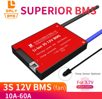 001 BMS 3S 12V 10A 15A 20A to 60A 18650 bms 11.1V for 3.7V Balancer NTC Temperature Scooter E-bike