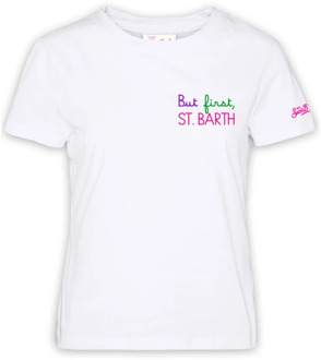 01 But First Crew Neck T-Shirt MC2 Saint Barth , White , Dames - L,M