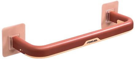 045 Badkamer Vouwen Dubbele Pole Traceless Handdoekenrek Met Zes Verborgen Haken Handdoek Plank Badkamer Accessoires Bourgondië