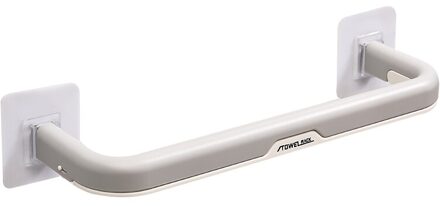 045 Badkamer Vouwen Dubbele Pole Traceless Handdoekenrek Met Zes Verborgen Haken Handdoek Plank Badkamer Accessoires licht grijs