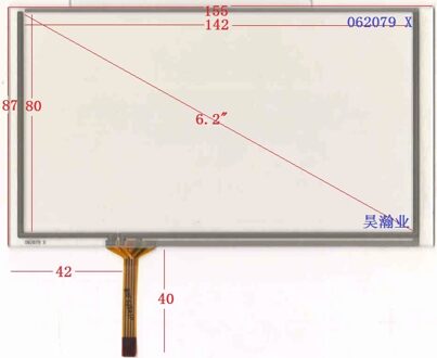 062079X 062089 6.2Inch Resistive Touch Panel 155*87Mm Voor Auto Dvd Navigatie Gps