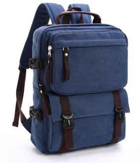 070417 mannen mode canvas rugzak student schooltas Blauw