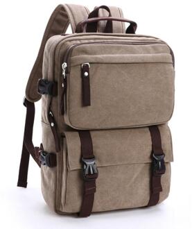 070417 mannen mode canvas rugzak student schooltas Donker Kaki