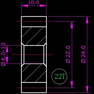 1.0 m/22 tand/gat 6-10/Carbon staal