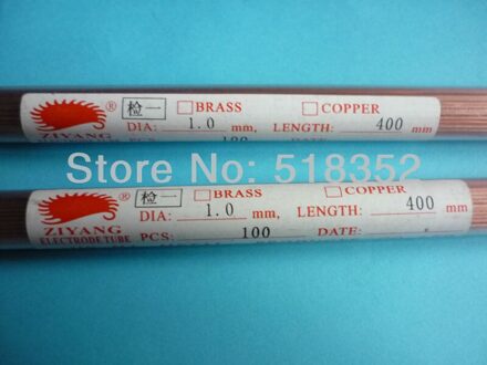 1.0mm x 400mm Ziyang Koperen Elektrode Tube voor EDM Boormachines Enkele Gat
