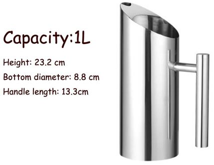 1/1.5/2L Rvs Pitcher Pot Voor Bar Hotel Ktv Restaurant Fantastische Keuken Koud Water Wijn Sap Water Jug 1L