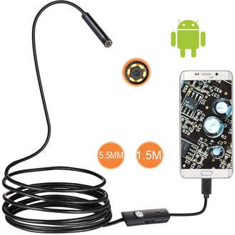 1/1.5/2m 7/5.5mm Lens Endoscope HD 480P USB OTG Snake Endoscope Waterproof Inspection Pipe Camera Borescope For Android Phone PC