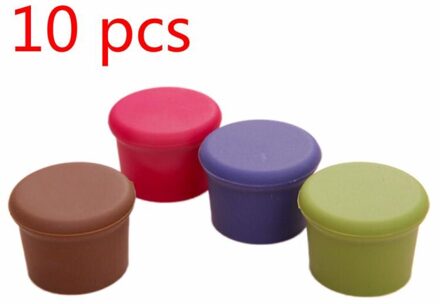 1/10 Pcs Siliconen Rode Wijn Stoppers Food Grade Bier Drank Fles Caps Sealer Lek Gratis Fris Houden Plug voor Keuken Bar Tool 10stk willekeurig kleur