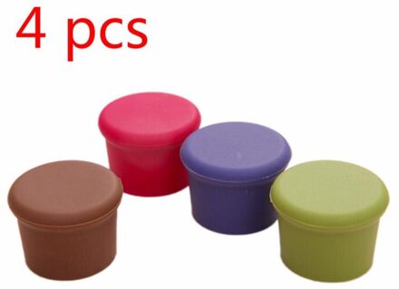 1/10 Pcs Siliconen Rode Wijn Stoppers Food Grade Bier Drank Fles Caps Sealer Lek Gratis Fris Houden Plug voor Keuken Bar Tool 4stk willekeurig kleur