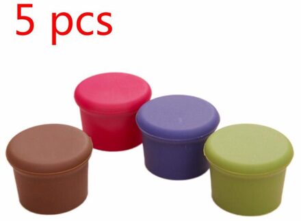 1/10 Pcs Siliconen Rode Wijn Stoppers Food Grade Bier Drank Fles Caps Sealer Lek Gratis Fris Houden Plug voor Keuken Bar Tool 5stk willekeurig kleur