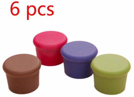 1/10 Pcs Siliconen Rode Wijn Stoppers Food Grade Bier Drank Fles Caps Sealer Lek Gratis Fris Houden Plug voor Keuken Bar Tool 6stk willekeurig kleur