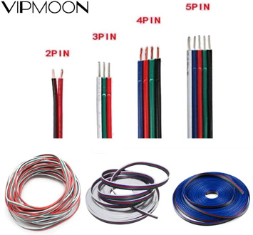1~100 meters 2pin 3pin 4pin 5Pin 22 AWG Extension Electric Wire Cable Led Connector For 5050 3528 5630 RGBW RGB CCT LED Stirp