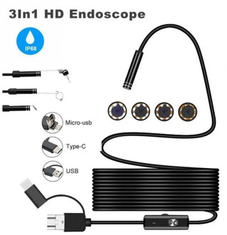 1-10M 8LEDs 1200P Endoscope Camera Flexible Waterproof Inspection Borescope Camera for Android phone PC Notebook USB Type-C 8mm