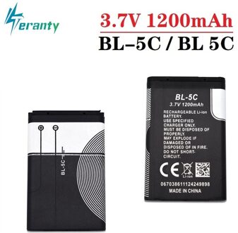 1-10Pcs 1200Mah BL-5C BL5C Bl 5C Vervangende Li-Ion Lithium Batterij 3.7V Batterijen Voor Nokia 1112 1208 1600 2610 2600 N70 N71 2stk accu