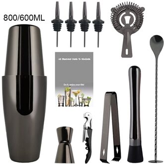 1-11 Pcs Boston Bartending Kit Black Rose Goud Cocktail Shaker Bar Shaker Mixer Jigger Cocktailshaker Wijn Stop Met stand B 800 600ML nee Rack